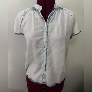 NWT For The Republic light denim Button down Top, Size XS